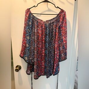Westport Red and Blue Patterned Blouse